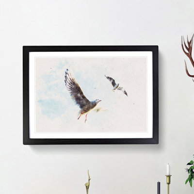 Pair of Flying Seagulls - Framed Print