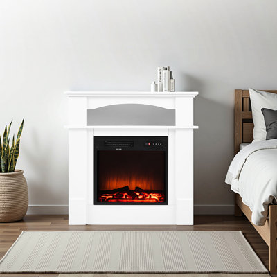 Foyer électrique 1500W 5120BTU avec des flammes 3D réalistes, minuterie, télécommande, idéal pour la chambre à coucher et le salon, poêle blanc, 5120Btu, télécommande réglable, pièce