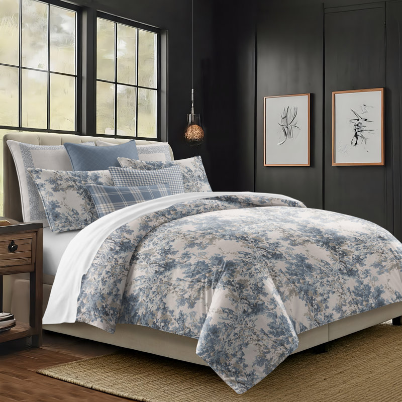 Dolce  Blue Fog Cotton Coverlet Set  8 Piece, Super King Coverlet + 7 Additional Pieces