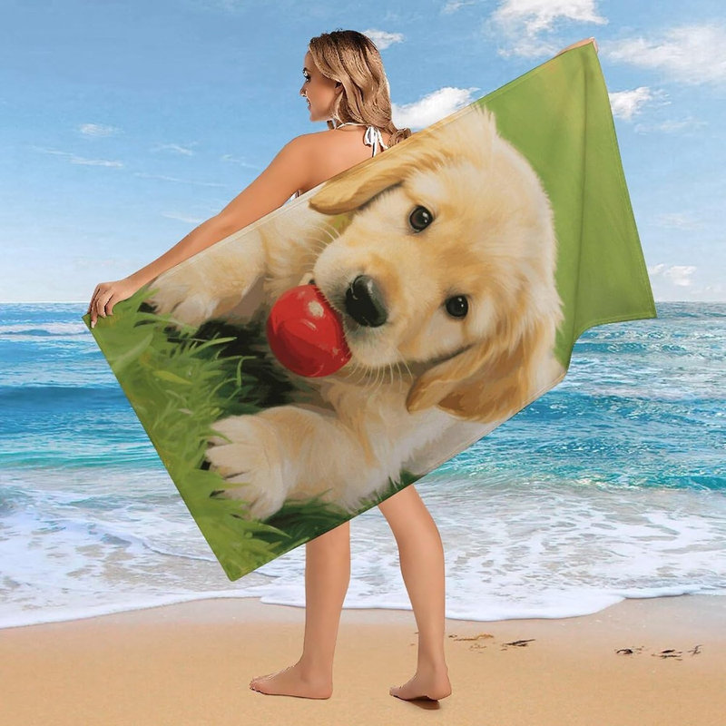 Serviette de plage pour chien en microfibre à séchage rapide, 30 x 60 po