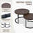 Set of 3 Wood Grain Top Nesting Round Metal Frame Coffee Table, Round Brown Wicker Ottomans with Cushion-903962234