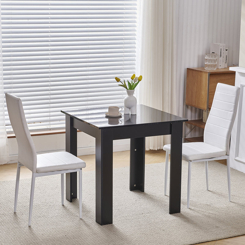 Dining Set, White Leather Line Chairs#2