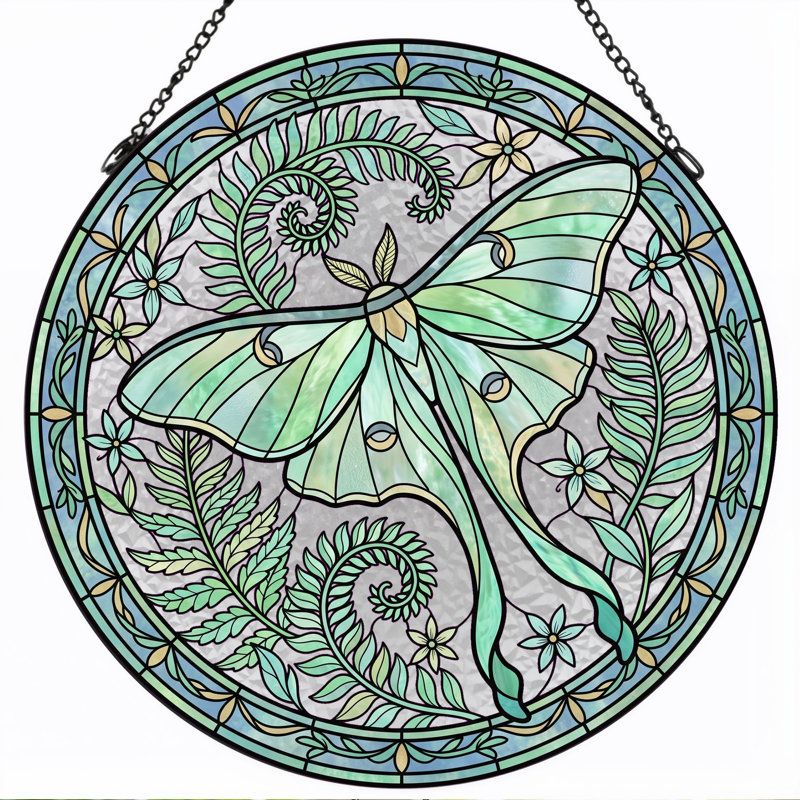 Vitrail Luna Moth ， 7,8H, 7.8"H
