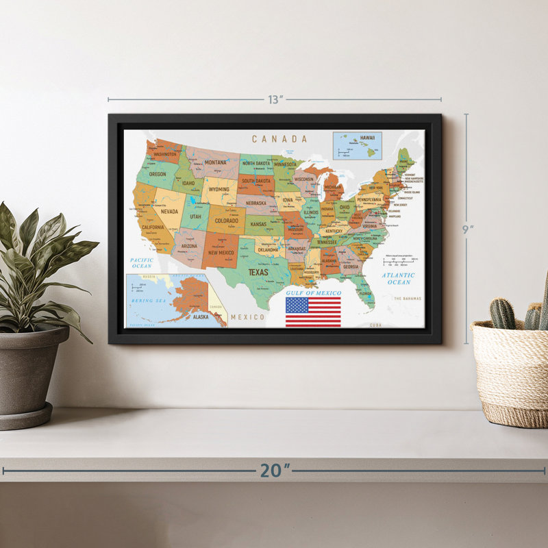 Impression rétro sur toile rétro des États-Unis, H 9 po x l 13 po