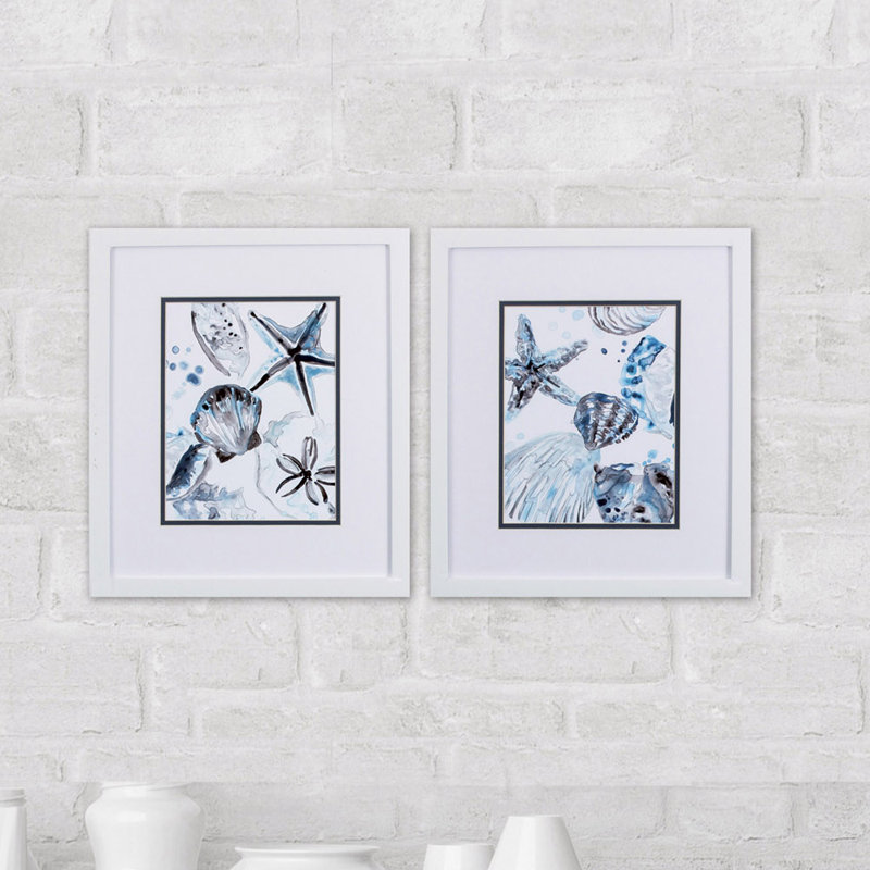 " Cerulean Seashells " 2 - Pieces