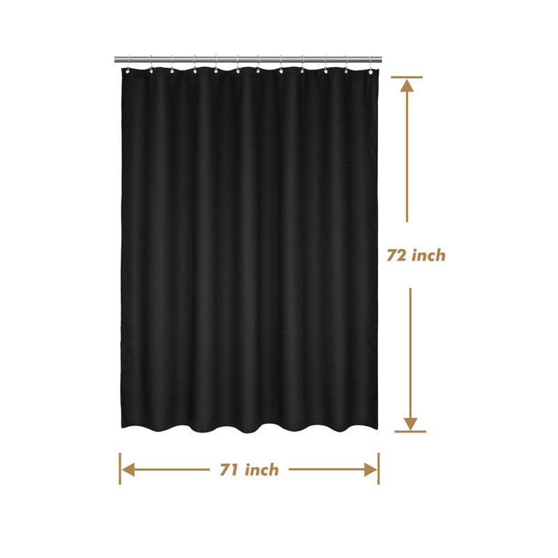 Rideau de douche à tissage gaufré, H 72 po x l 71 po, Noir