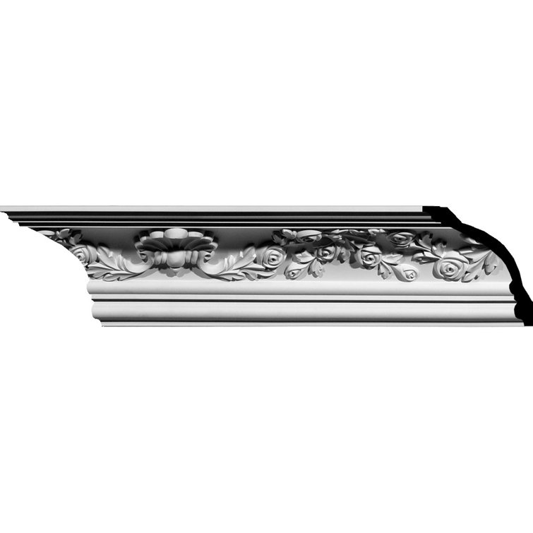 Échantillon - Moulure à couronne de fleurs Endurathane, H 5 3/4 po x P 5 7/8 po x F 7 7/8 po x L 12 po, apprêtée en usine