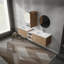 Meuble-lavabo mural sophistiqué avec armoires pratiques et design moderne
