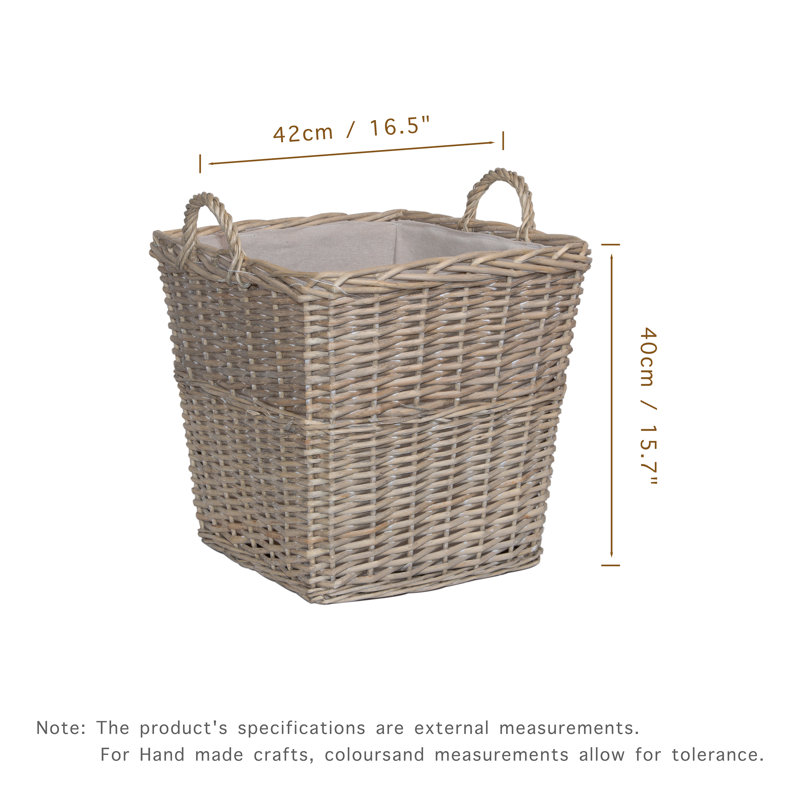 Square Wicker Fireside Log Basket