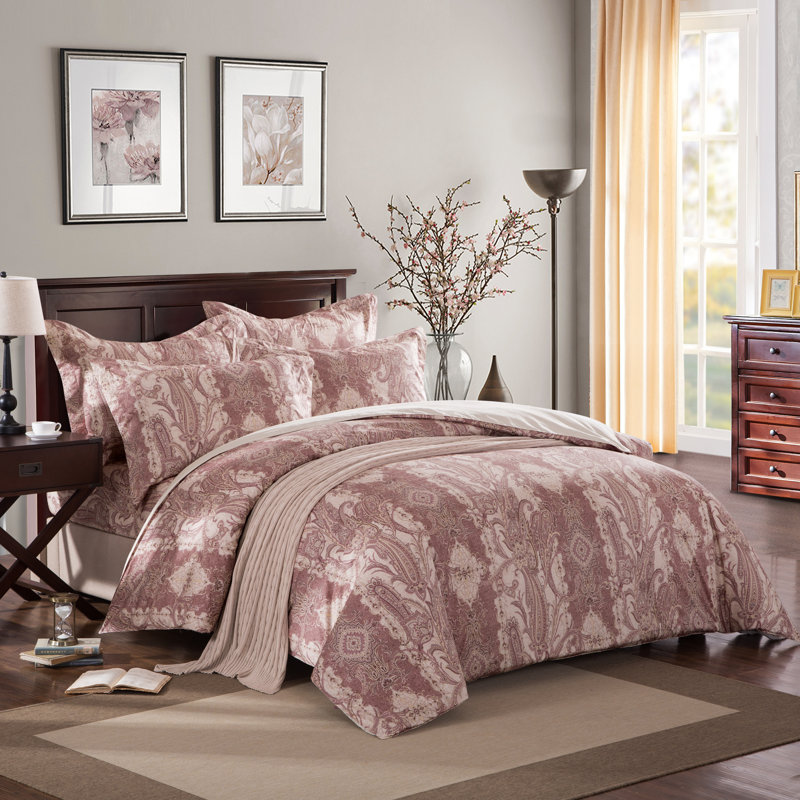 Ensemble de housse de couette réversible Presler, Grand, Rose / Rouge