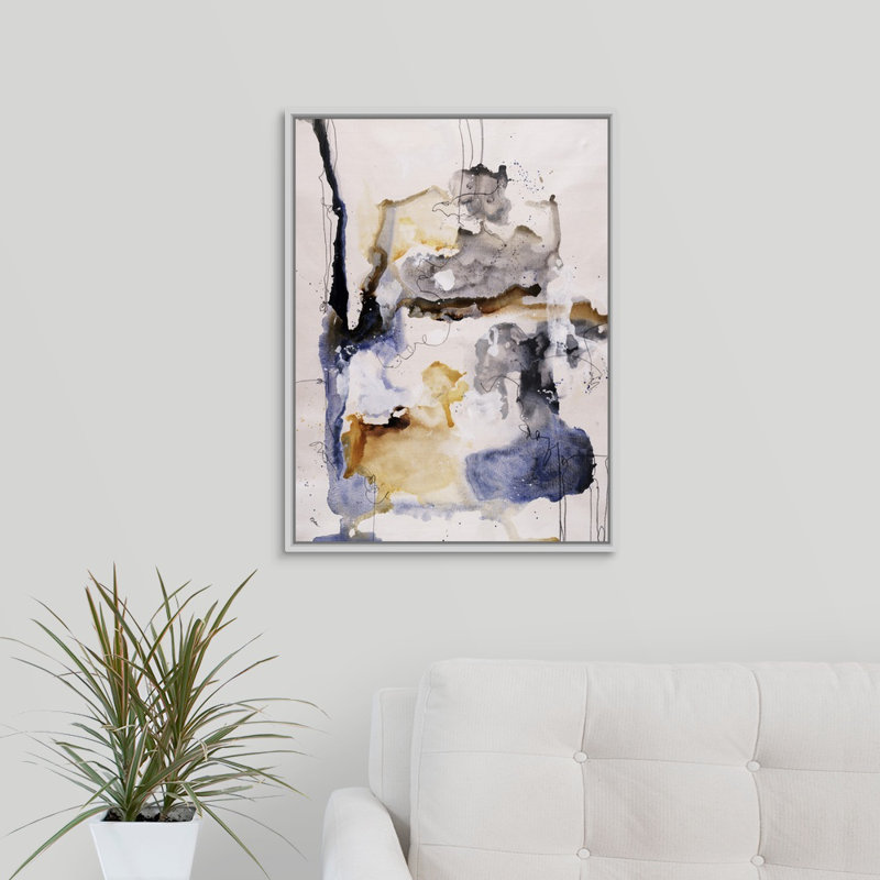 « innerworks iii », peinture sur toile, H 17,7 po x l 13,7 po x P 1,75 po, Cadre flottant blanc