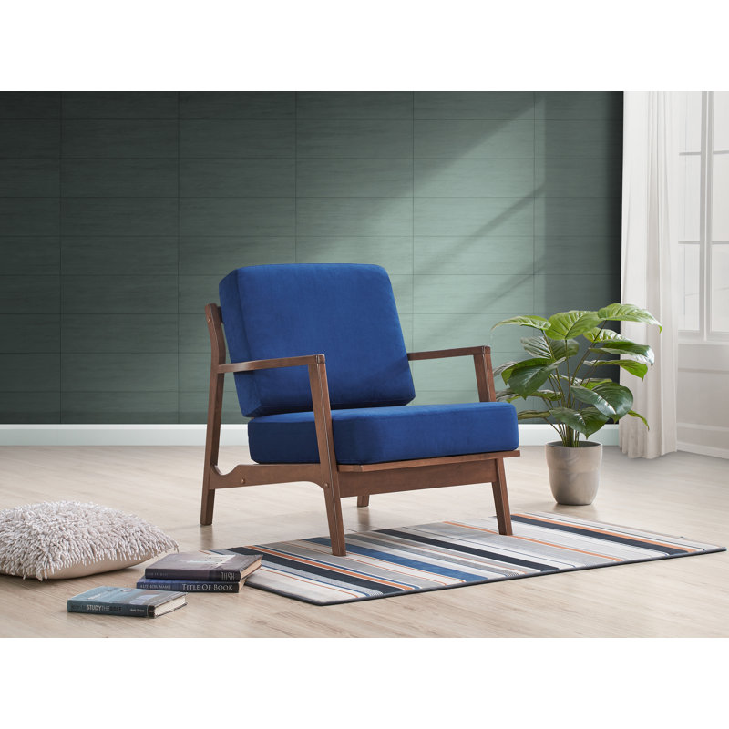 Jasper Upholstered Modern Armchair, Blue Velvet