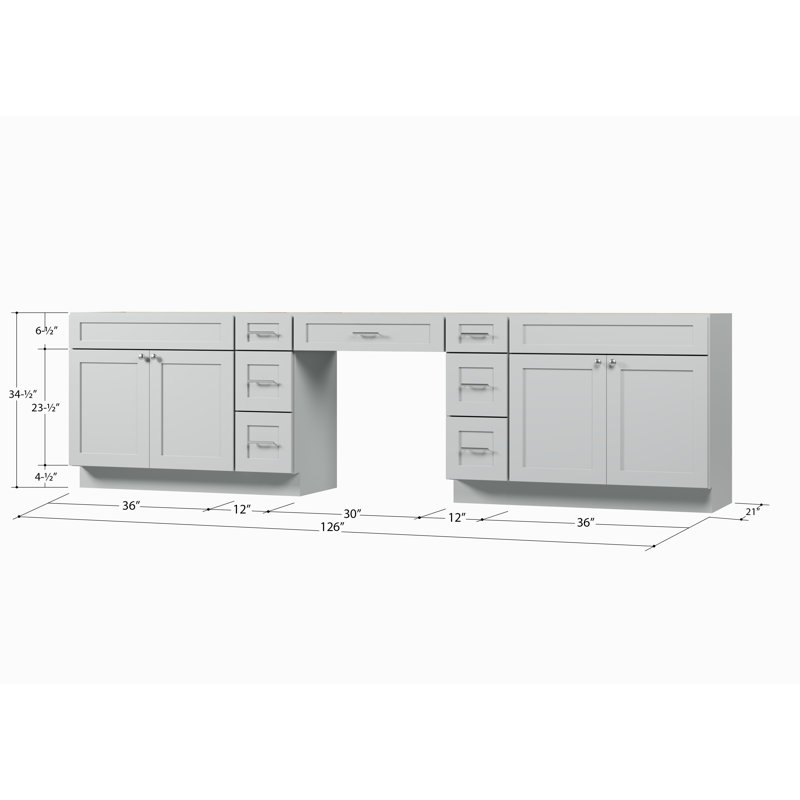 126 Base de meuble-lavabo double 126 seulement, Gris