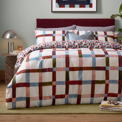 Selvan Cotton Blend Geometric Duvet Cover Set