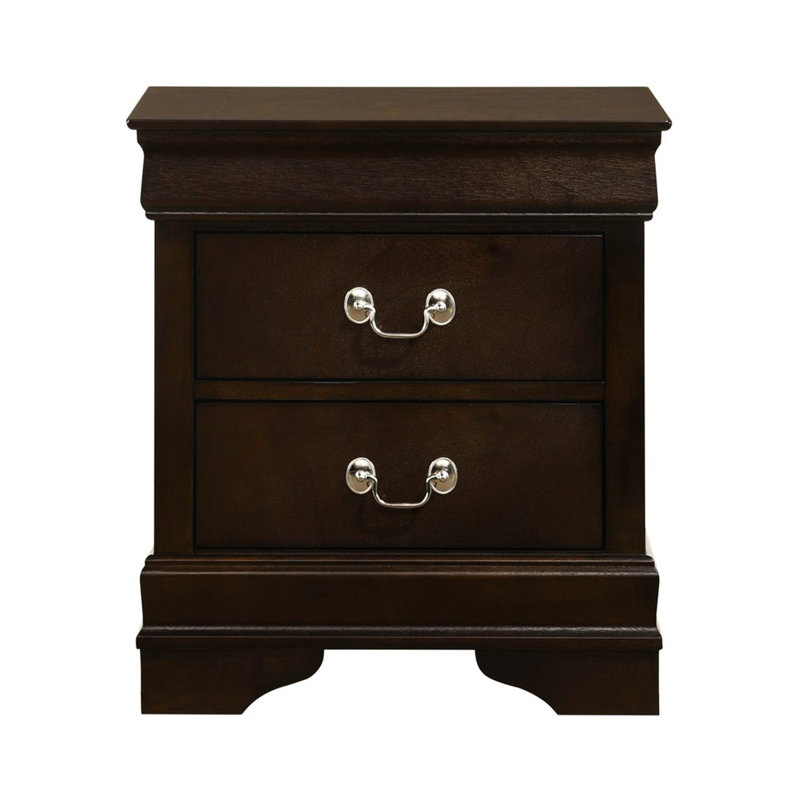 Table de chevet Cappuccino avec deux tiroirs spacieux pour la chambre à coucher 2 tiroirs, ombre riche