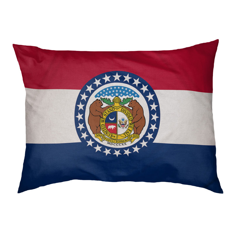 Coussin de concepteur missouri flag Burien, L 19,5 po x l 29,5 po, Marron foncé