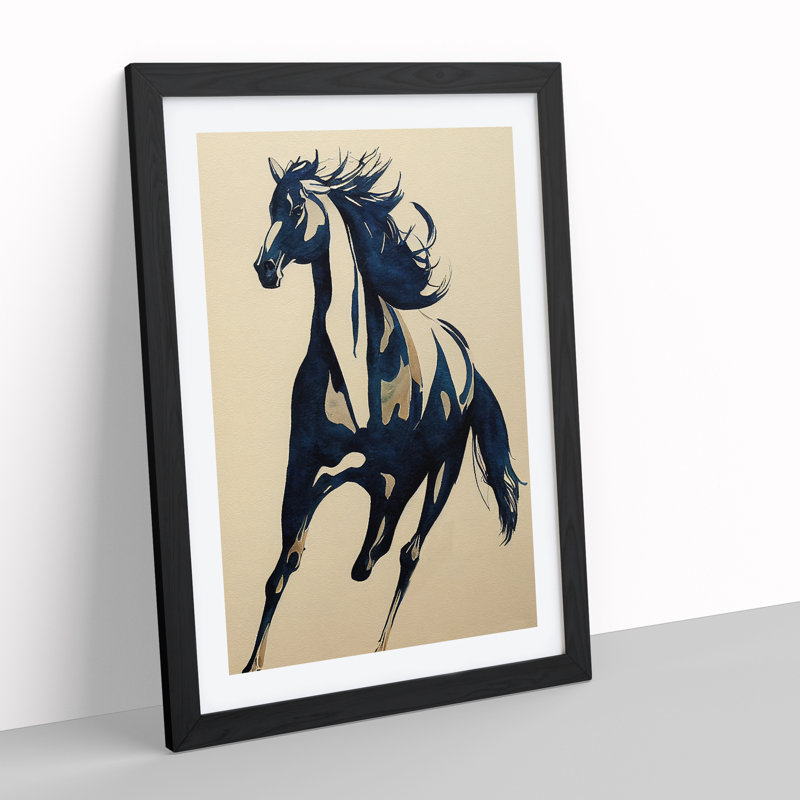 Running Horse - Framed Print, Black Framed, 34cm H x 25cm W x 2cm D