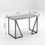Bureau en bois d'acacia massif Moritz de 47 po avec port de chargement USB, bureau d'écriture d'ordinateur industriel avec base en métal, gris fumée