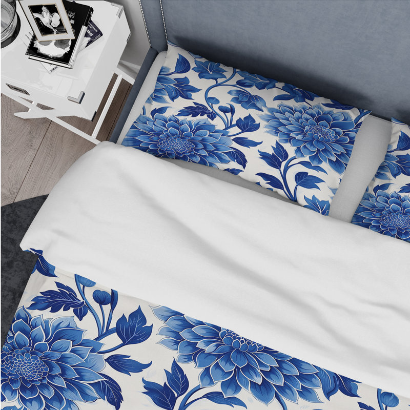 Ensemble de housse de couette Cobalt Blue Floral Transitional III - Transitional