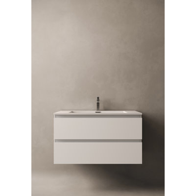 Kizzie 35.4'' Single Bathroom Vanity with Engineered Stone Top