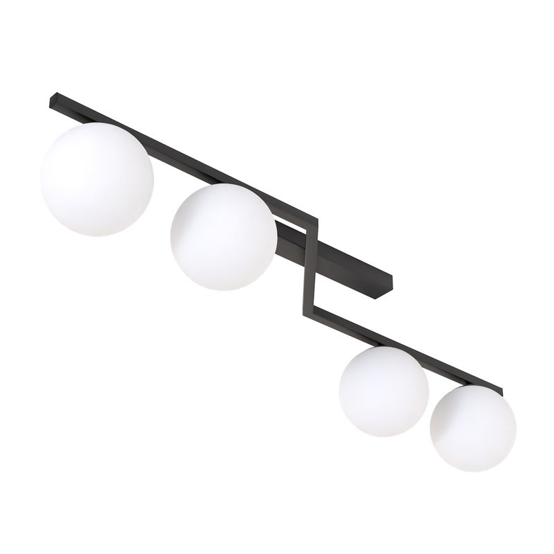 Glass Flush Mount, White, 4 Lights
