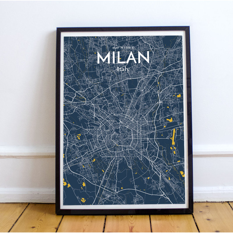 Milan City Map - No Frame Print, 43.2cm H x 27.9cm W x 0.13cm D