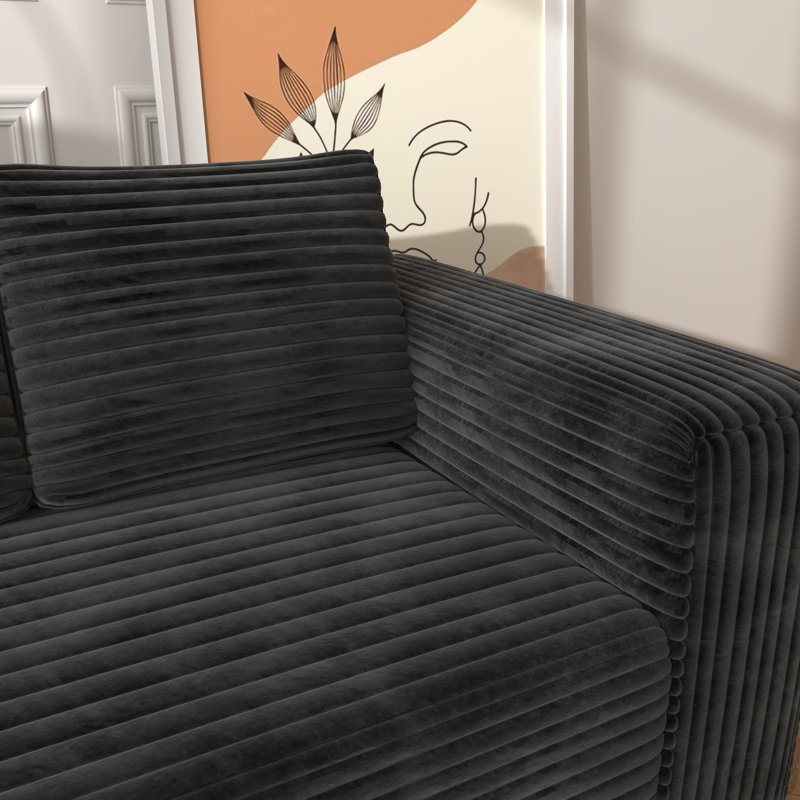 Canapé modulaire moderne avec assise profonde et méridienne en L, aucun assemblage requis