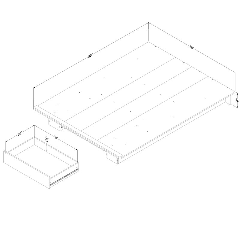 Nordik Oak Queen Platform Bed with Storage Drawer