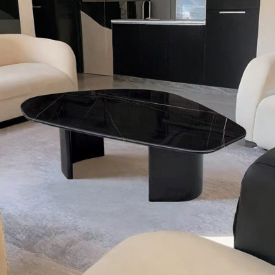 Table basse en acier inoxydable marbré