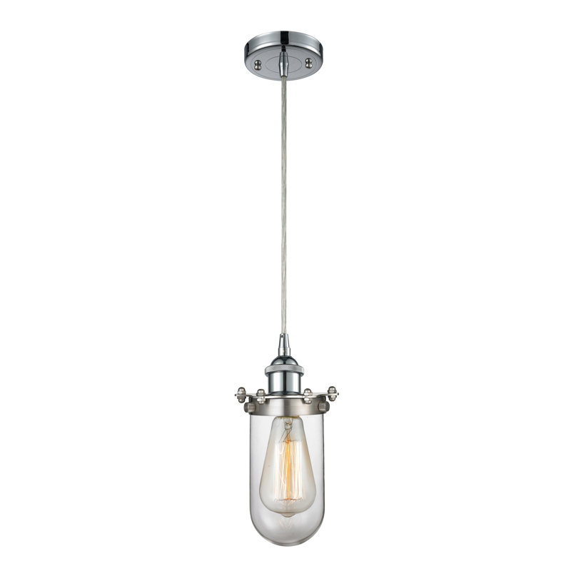 Luminaire suspendu géométrique 1 lumières simple Scotia, Transparent, DEL, Chrome poli