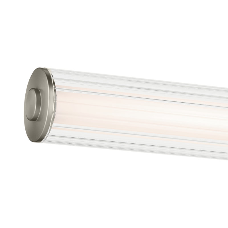 Barre de bain linéaire 26,5 "à DEL moyen avec verre cannelé transparent, Nickel brossé