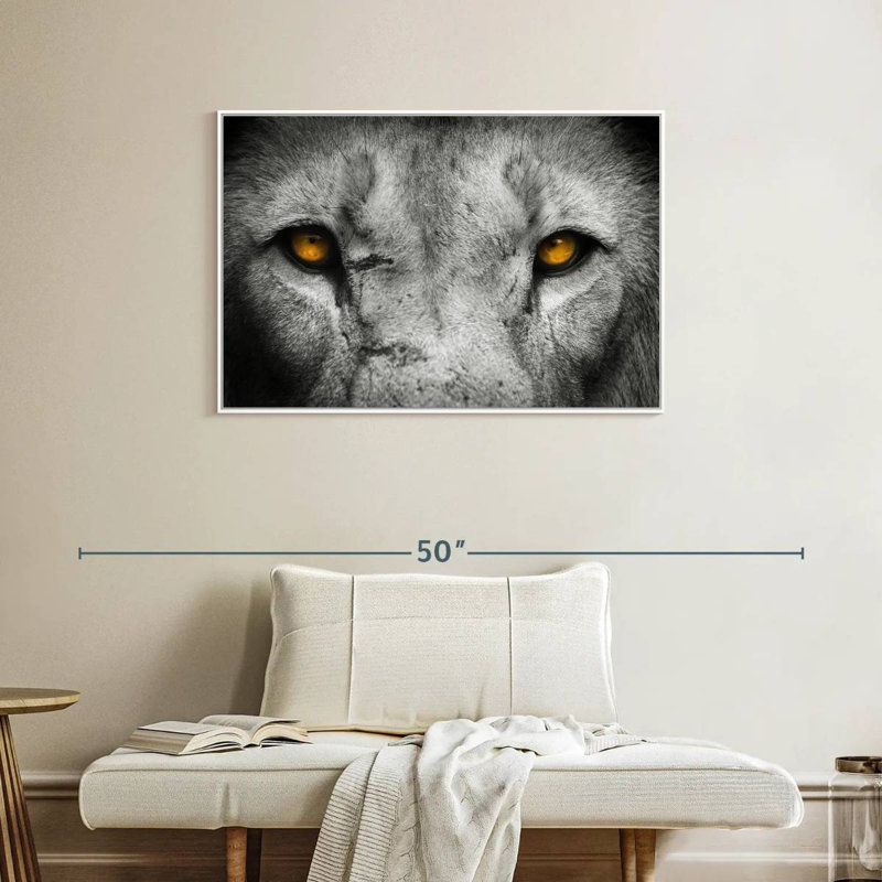 Pop aux yeux de lion, Cadre flottant blanc, 37 po x 25 po