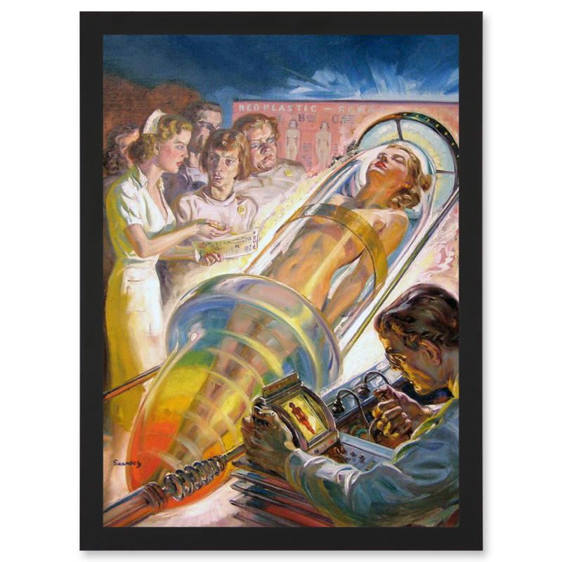 Woman Scientist Space Age Invention Android - Single Picture Frame Painting