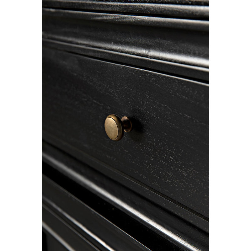 Colonial Solid Wood China Cabinet, Hand Rubbed Black