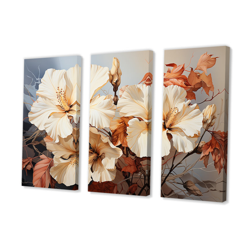 Hibiscus rétro évoquant la nostalgie, H 28 po x l 36 po x P 1 po