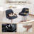 Upgraded Adjustable Swivel Bar Stools  -  Faux Leather & Fabric Upholstered Counter Height Stools with Chrome Base for Kitchen Island, Bar-1020420033