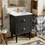 Ensemble de meuble-lavabo 24 po avec lavabo en céramique, meuble de rangement moderne avec cadre en bois et 2 tiroirs, noir