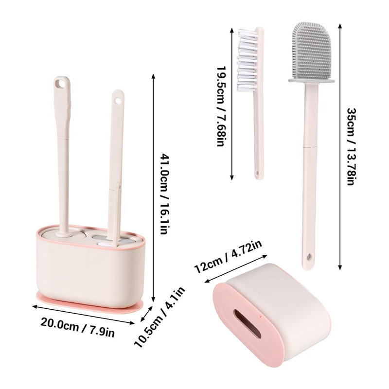 Ensemble de brosse de toilette avec support, accessoires de salle de bain (rose cerisier en fleurs), Cherry Blossom Pink