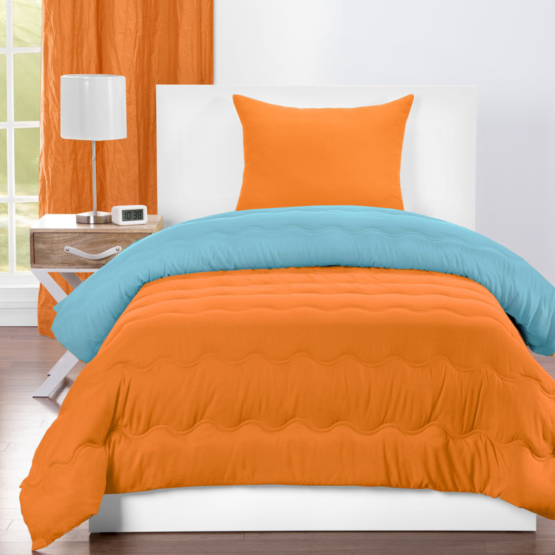 Lil Sis Reversible Comforters Modern & Contemporary No Comforter, Twin Comforter + 1 Standard Sham, Orange