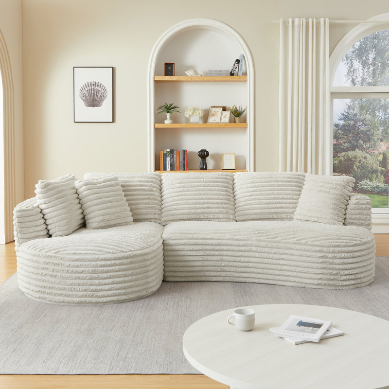 Instantané - agréable siège en forme de L à 4 places, velours côtelé, structure à ressorts, sans assemblage pour espaces de réception, canapé-lit modulaire élégant, éponge et ressort, appartement