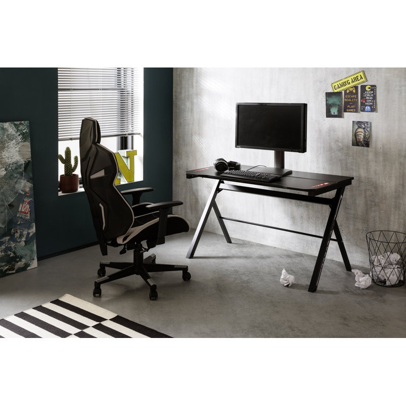 Glass Top Metal Base Computer Desk