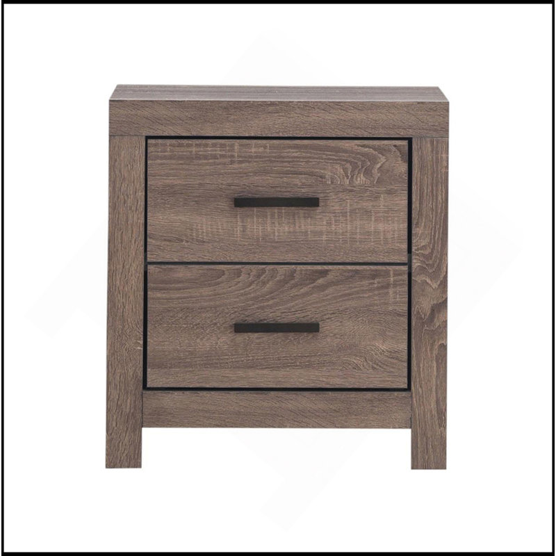 2 Drawers MDF Nightstand In Barrel Oak Finish