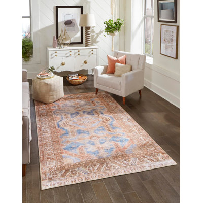 Tapis traditionnel Amilio bleu-rouille