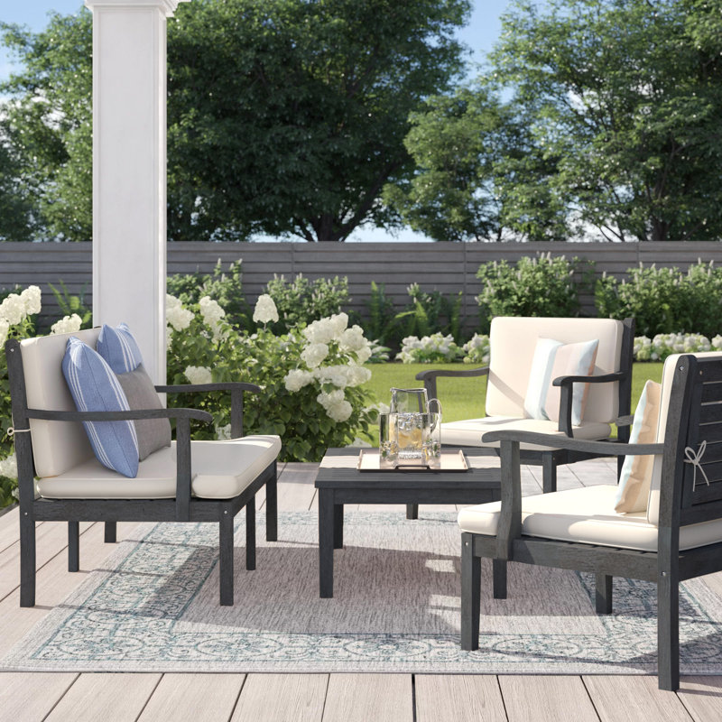 Chatelet Acacia 4 - Person Patio Conversation Set with Cushions, Beige