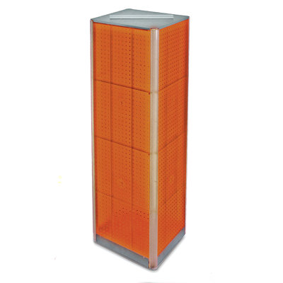 Four-Sided Pegboard Tower Floor Display on Revolving Base. Spinner Rack Stand. Panel Size: 16"W x 60"H