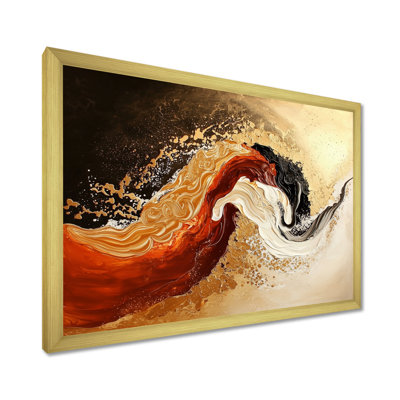 Red And Golden Desert Wave II - Abstract Landscapes Wall Art
