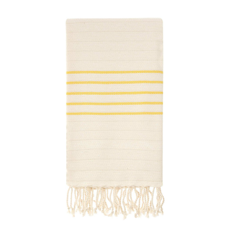 Aquinas Turkish Cotton Midweight Beach Towel, Beige Yellow