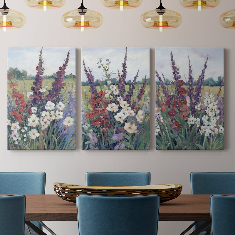 Série d'étude florale CLxxxvii - ensemble de toiles tendues avec châssis Premium - prêt à être accroché