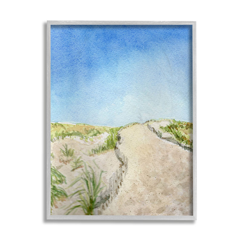 Dunes de sable sur la plage, paysage côtier, Estampe numérique Farmhouse, H 20 po x l 16 po