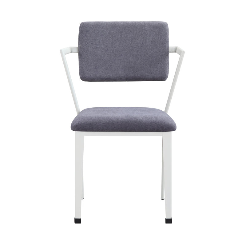 Cargo Gray Fabric & White Finish Office Chair, White